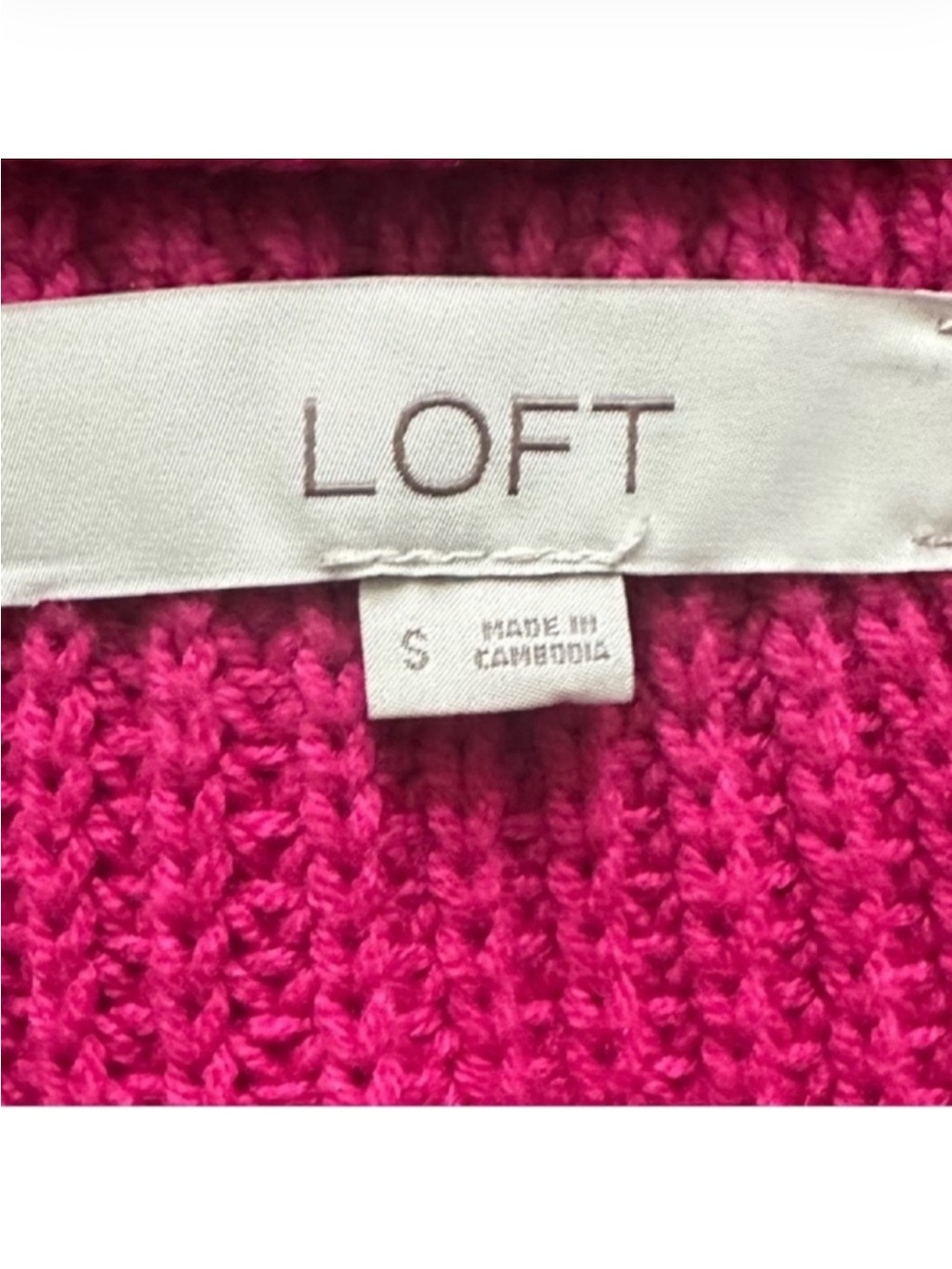 LOFT Bright Fuchsia Ribbed Button Cardigan - Picture 10 of 11